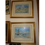 Pair of limited edition Seaside prints by D Aguilar