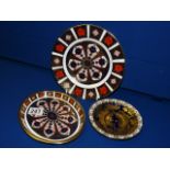 Trio of Royal Crown Derby Imari 1128 & Heraldic plates