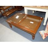 Modern Mahogany glass top coffee table