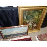 Oil painting of Sea Scape E Broadhurst and Oil of Country Scene