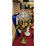 Brass column oil lamp 79cm height