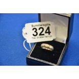18ct gold ring with tri diamonds size l