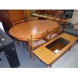 Teak dining table and 6 chairs plus coffee table