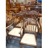6 Oak carved dining chairs (4 + 2 carvers)