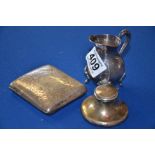 Silver ink well and cigarette case and plated jug