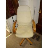 Cream faux leather swivel office chair