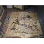 Chinese silk wall hanging 1.3x1.3m