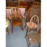 Ercol style rocking chair and 2 chairs
