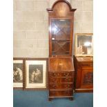 Repro Mahogany bureau bookcase with Shell inlay