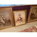 3 x pictures of Victorian ladies and Gent inc watercolour of gent ( Brother Bob )by Eddie Hayes 1844