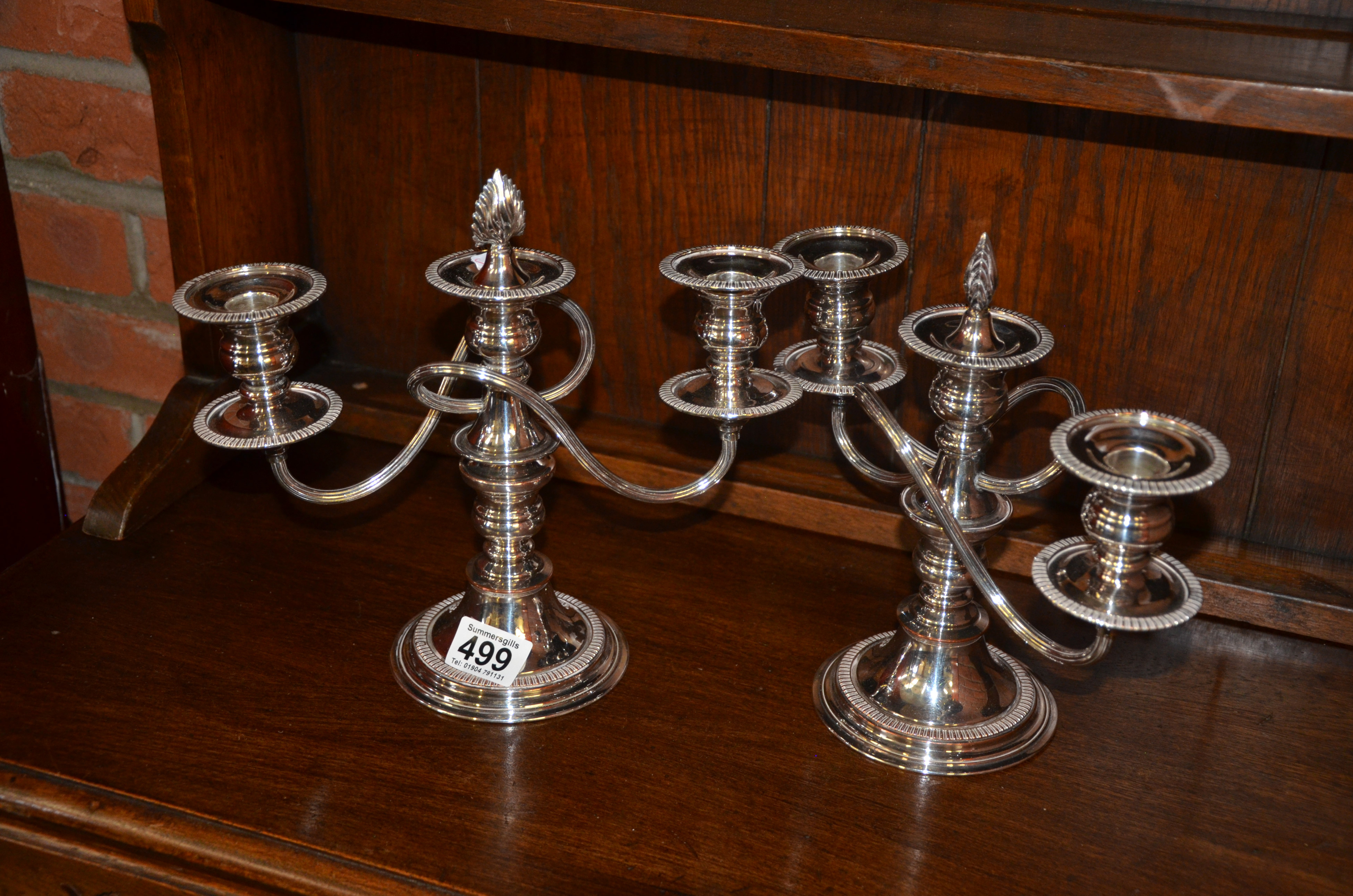 Pair of silver plated candleabras