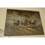 Modern horse racing oil on canvas