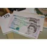 Pair of uncirculated £5 UK sterling notes - out of production