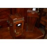 Oak Smoker's cabinet and Antique candle box
