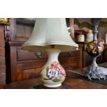 Moorcroft Pink Magnolia cream table lamp base 20cm height