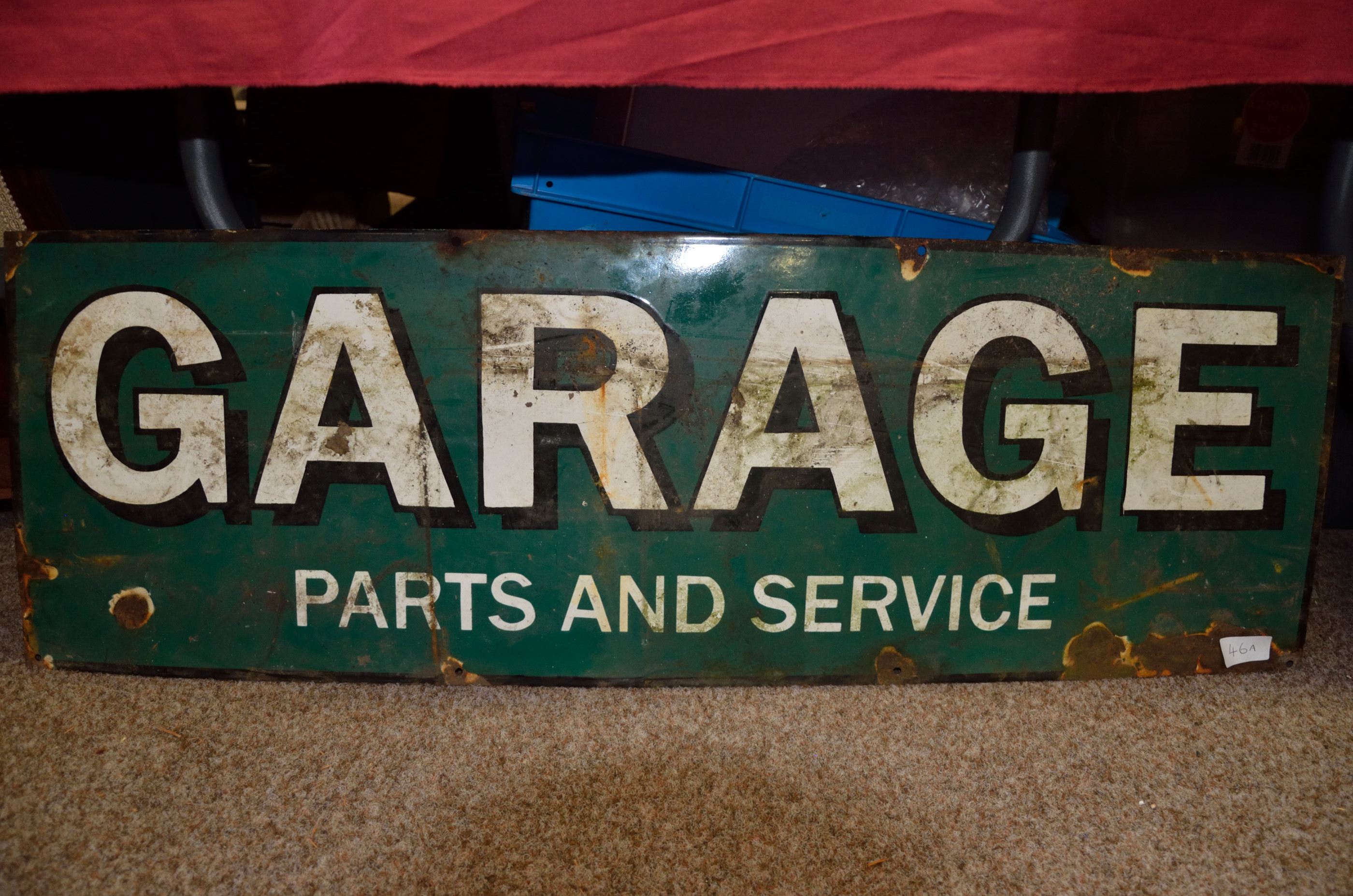 Garage parts and service' enamel sign 91cm x 30cm