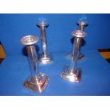 set of 4 x solid silver sheffield candlesticks