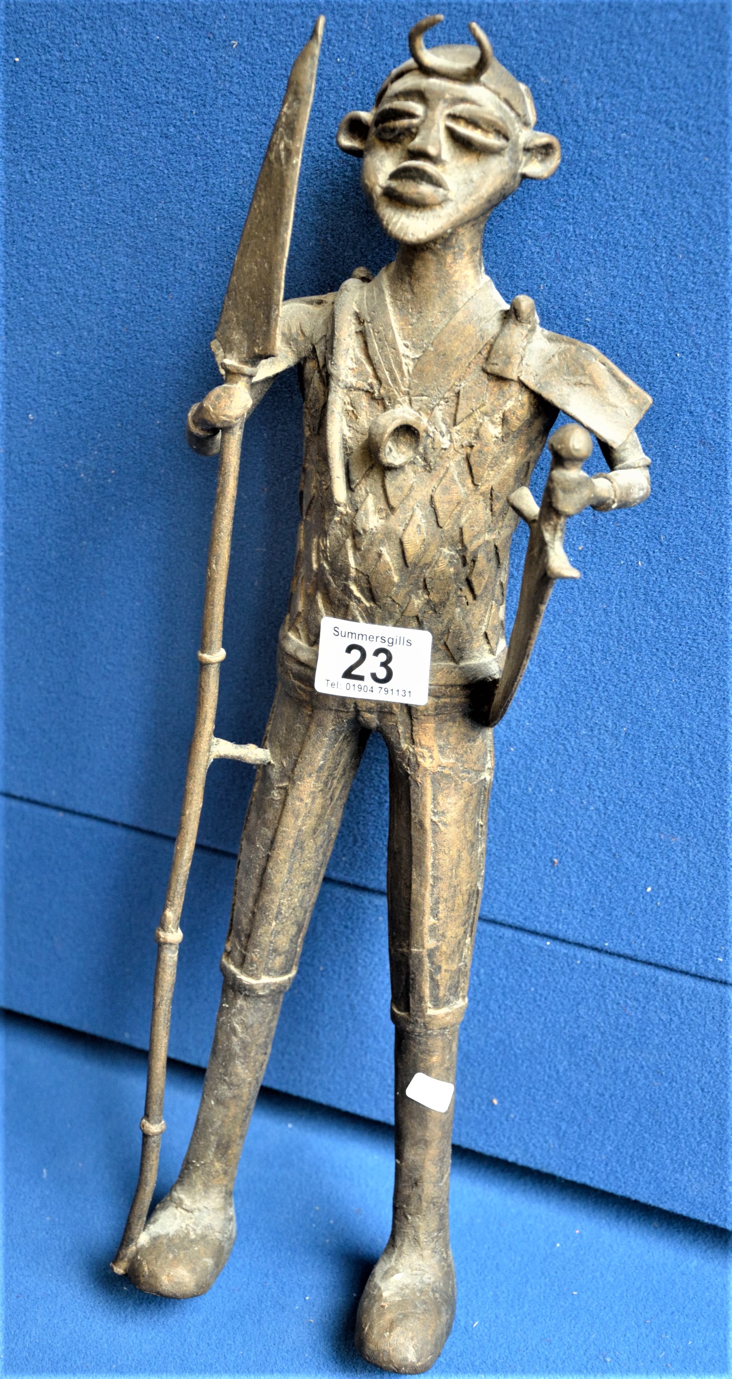 Early 20th Century Benin Bronze Tribal Warrior 40cm 5KG