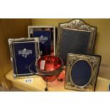 Set of four silver plated picture frames