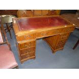 Repro Yew pedestal desk