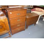 4ht Mahogany chest and drop leaf oak dining table