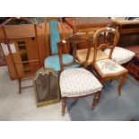 5 x misc. chairs, trouser press and fire screen