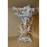 Cherub and floral derailed pedestal vase