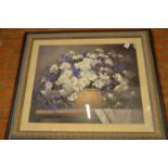 Well framed floral painting by V Santon