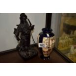 Japanese Warrior figure and Geisha vase