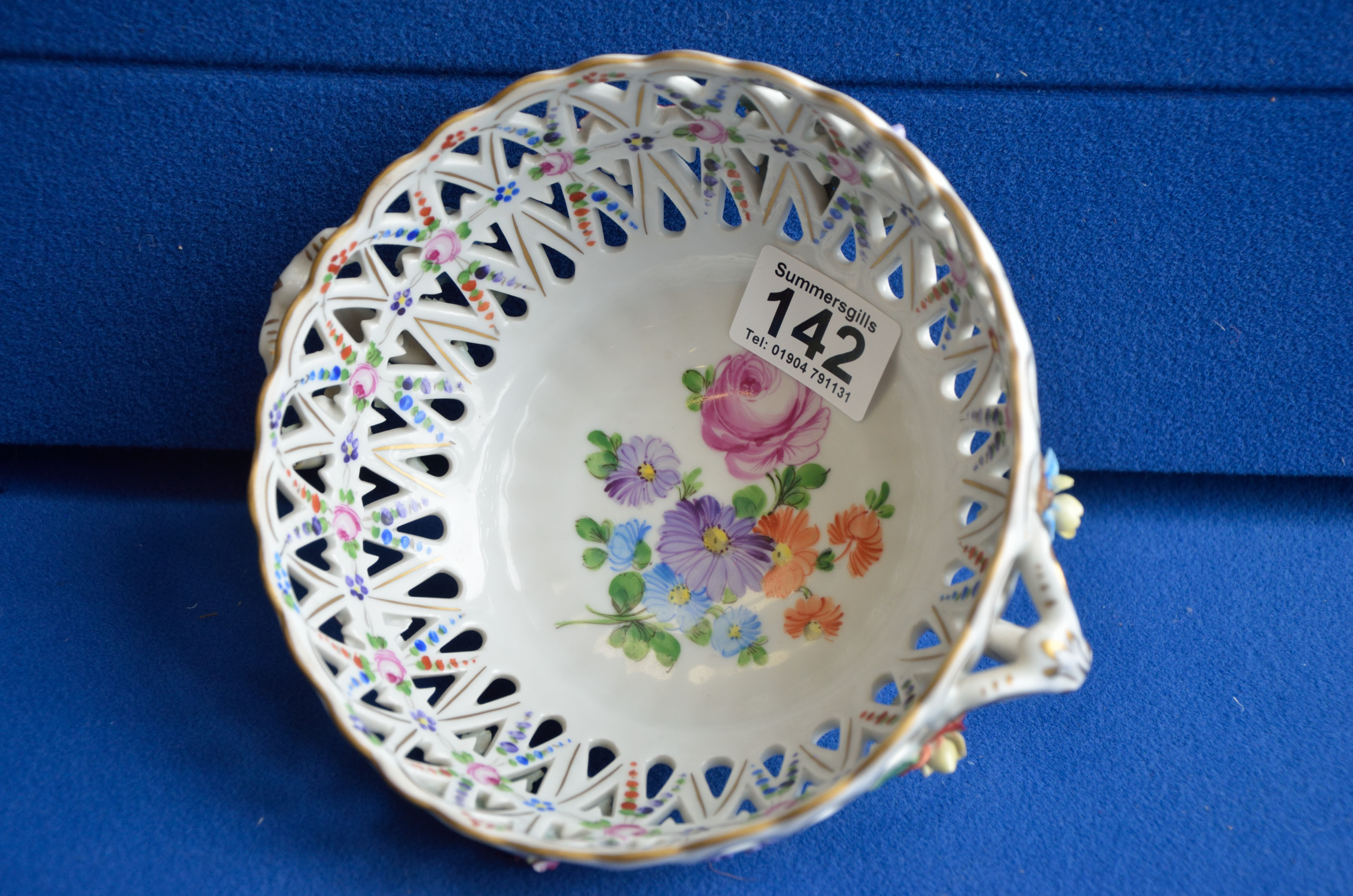 Dresden lattice and floral pattern bowl