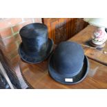 Battersby & Co Top Hat 7 3/8 and Herbert Johnson Bowler hat