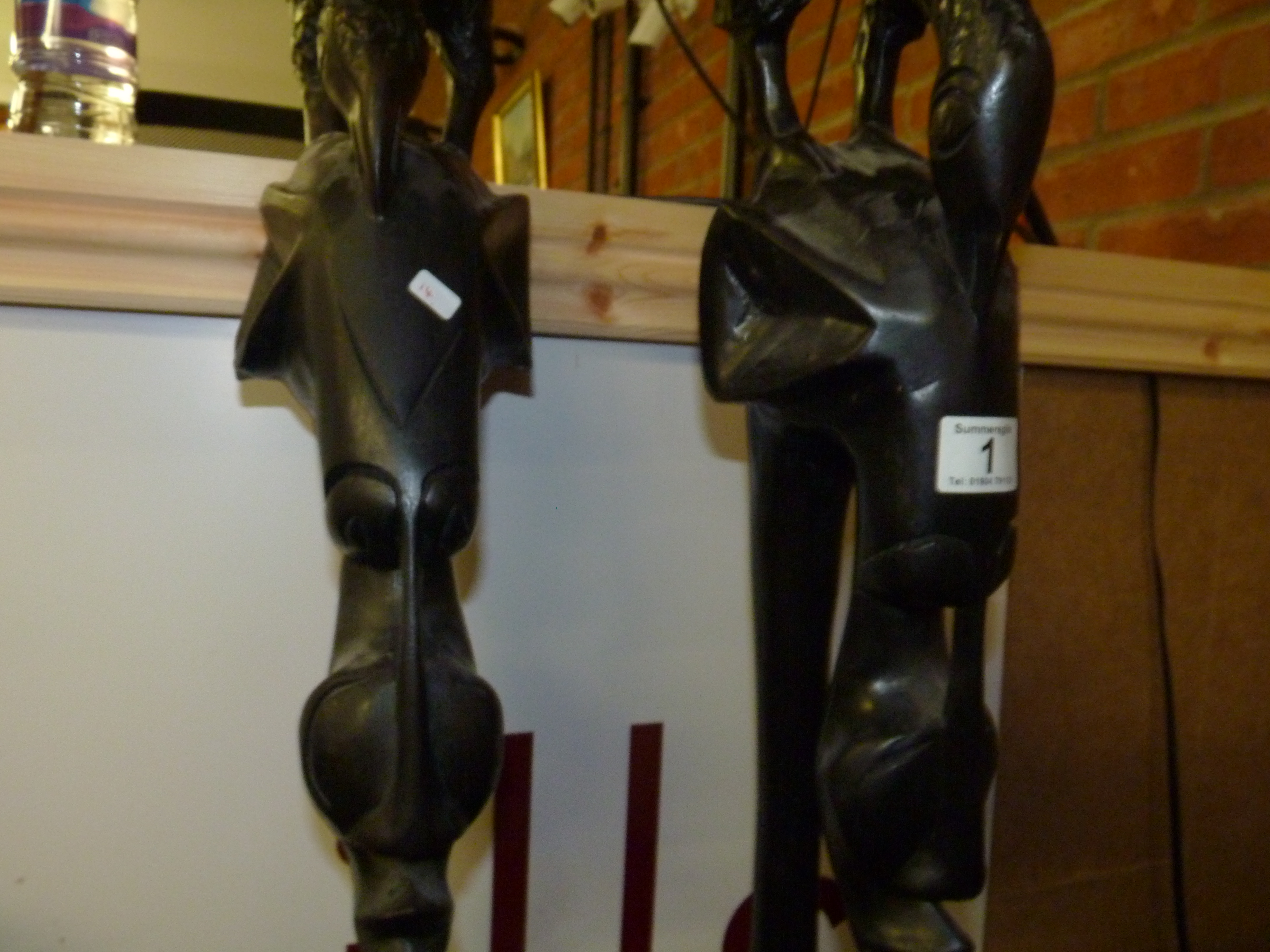 Pair of Wooden and metallic sankofa male and female floor figures standing 1m high - Image 2 of 5