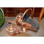 Copper kettle and coal scuttle