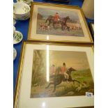 3 Hunting prints - 1 signed A G Haigh 1931 & 2 dog pictures