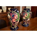 Pair of large 42cm Moorcroft Queen's choice vases in excellent condition