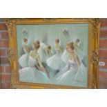 Oil painting of ballerinas by V Varani