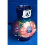 Moorcroft blue, purple and pink Anemone vase 12.5cm height