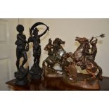 Set of Four Spelter Historical & Fighting Figures