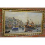 Large oil painting of Boat Lane of Brixham