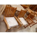 3 x pine armchairs