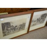 Pair of large hunting prints