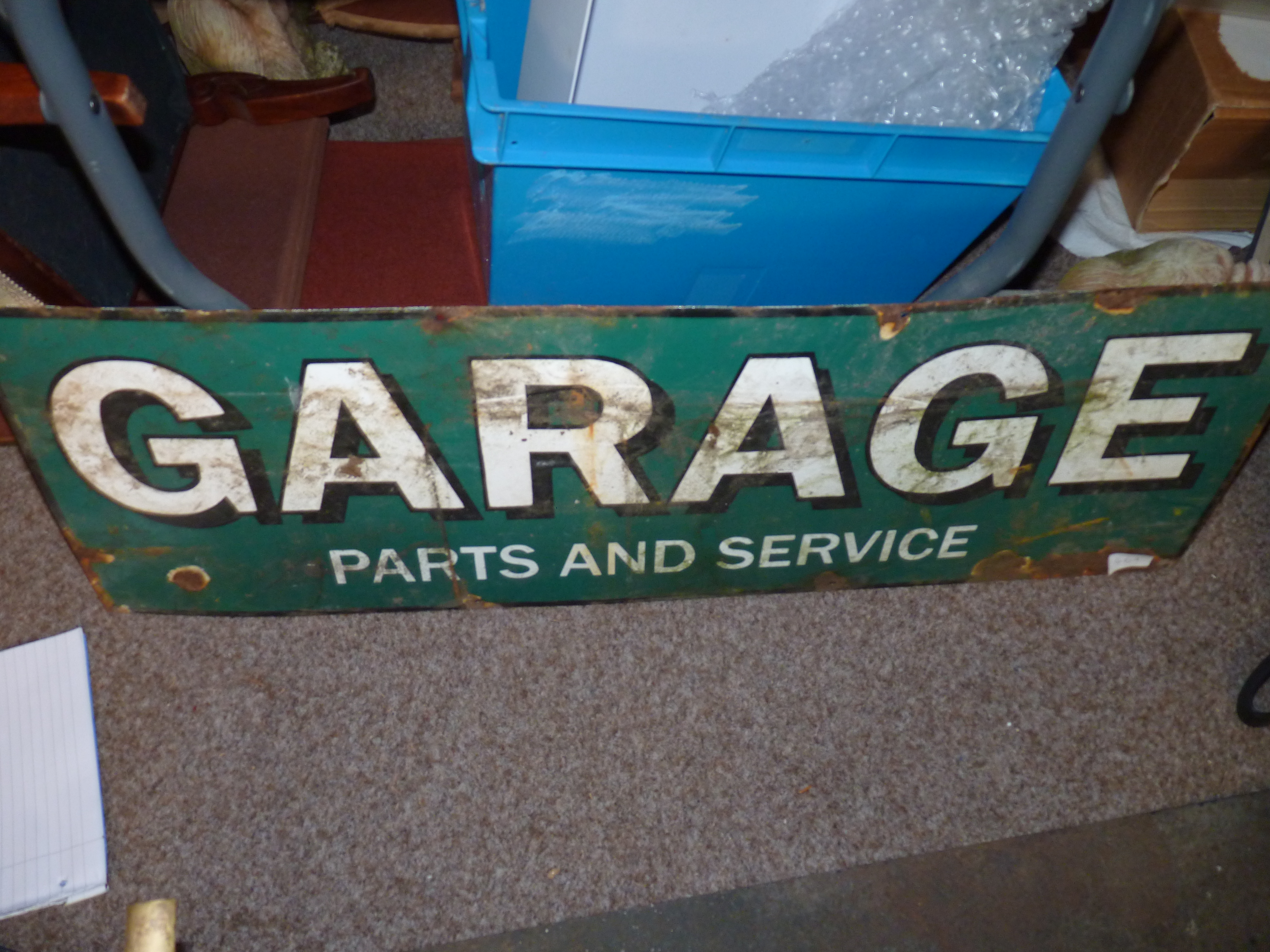 Garage parts and service' enamel sign 91cm x 30cm - Image 2 of 2