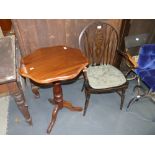 Antique Mahogany tripod table and armchair
