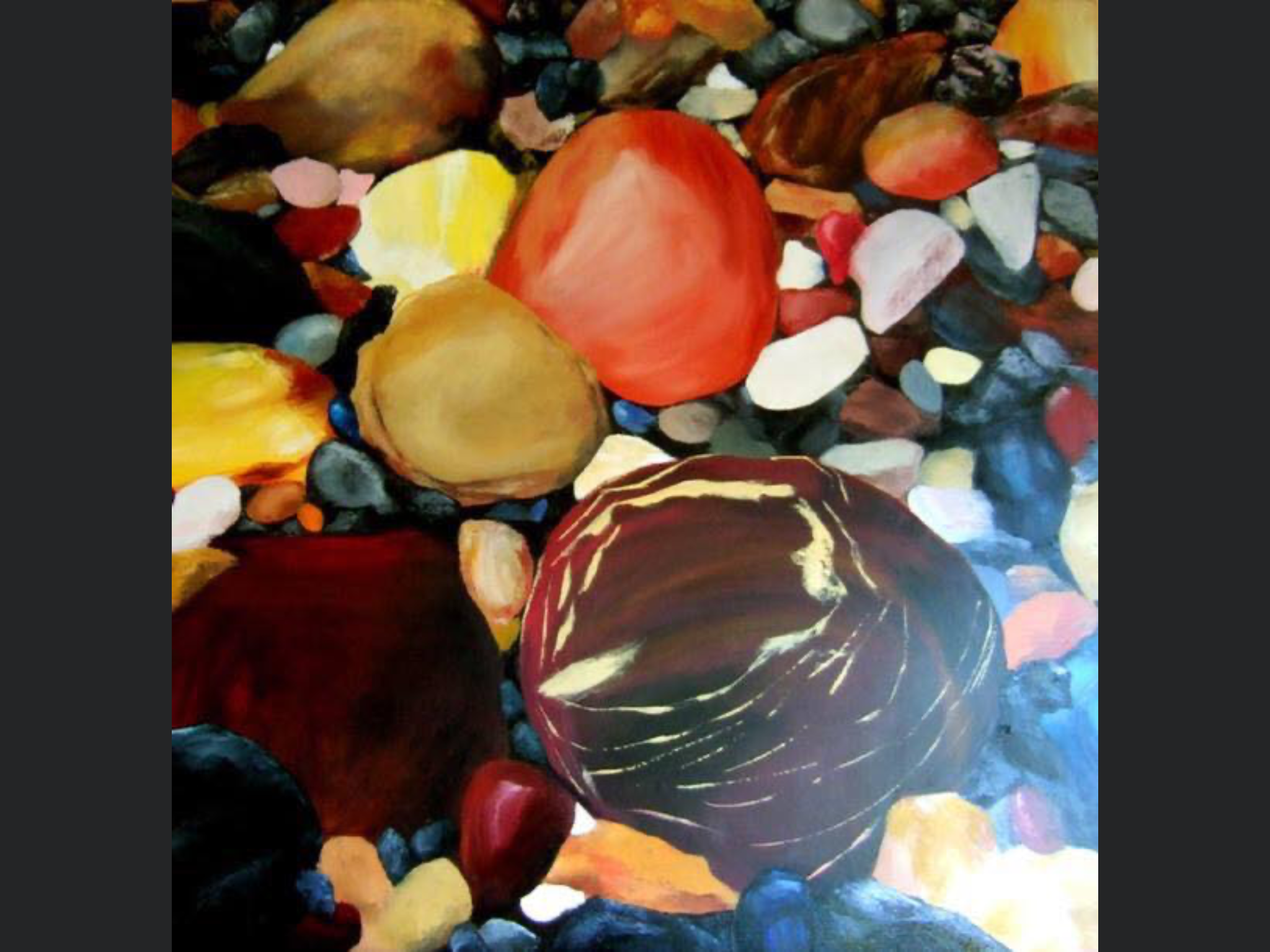 Rock and Pebble oil 2012 by Jennifer Blenkinsopp prolific artist born 17 June 1946