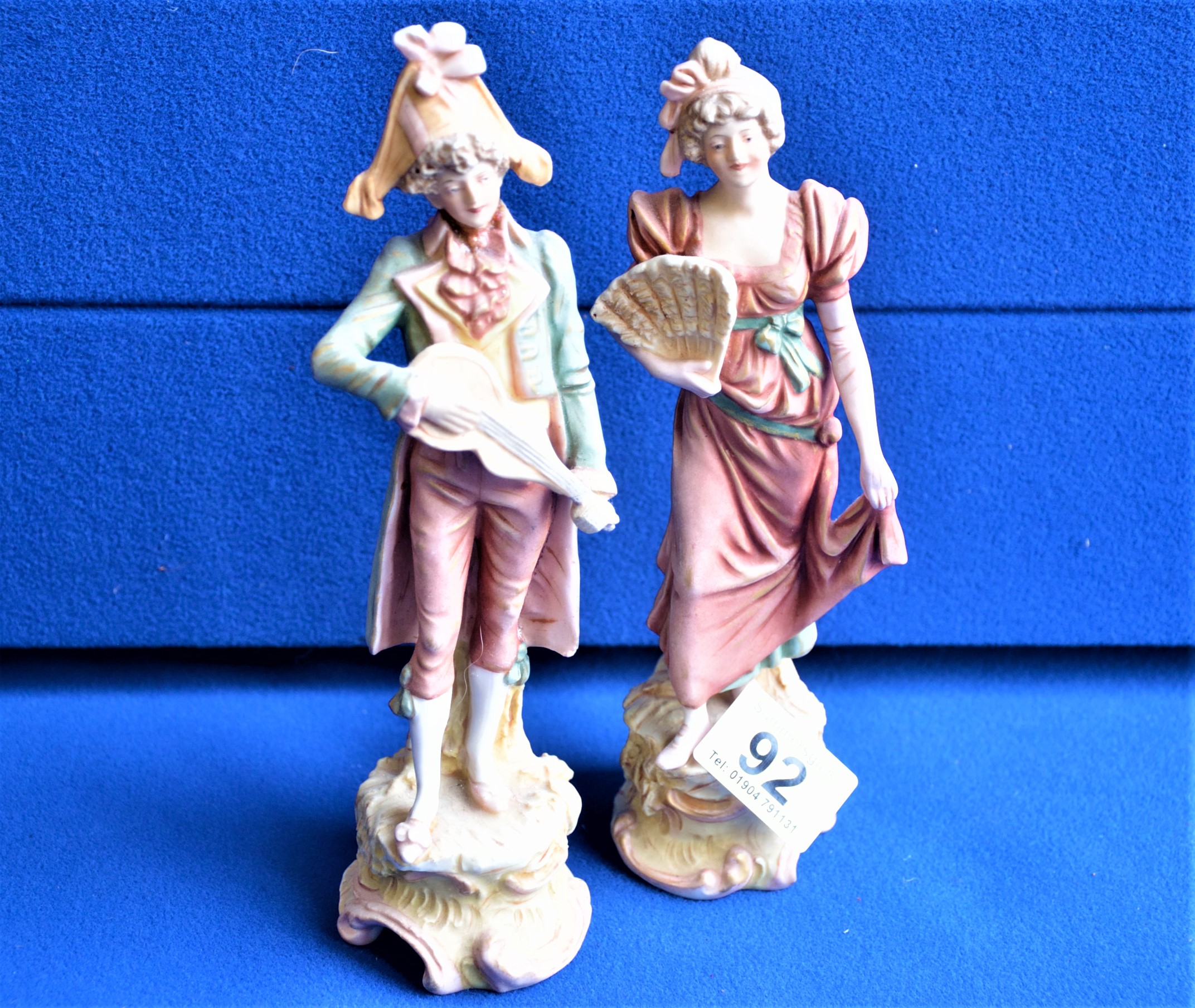 Pair of small Royal Dux art nouveau figures 23cm height