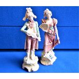 Pair of small Royal Dux art nouveau figures 23cm height