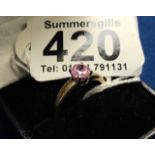 Size o 3/4 pink diamond solitaire ring very rare in 18 yellow gold platinum