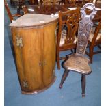 Antique Walnut corner cupboard and chair