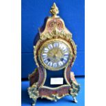 French styled Boulle Gilt and Dark Red mantle clock