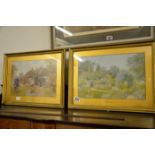 Gilt framed and mounted watercolours of 'Surrey in June' & 'In Sussex' by James Matthews 19th